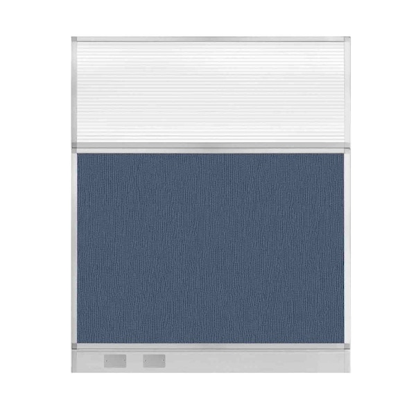 Hush Panel Configurable Cubicle Partition 5' x 6' Ocean Fabric Clear Fluted Window w/ Cable Channel